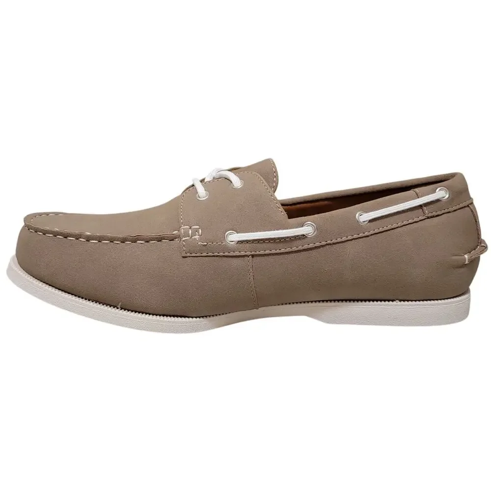 Club Room Men 2-Eye Casual Boat Shoes Elliot Size US 10M Taupe Brown Faux Suede